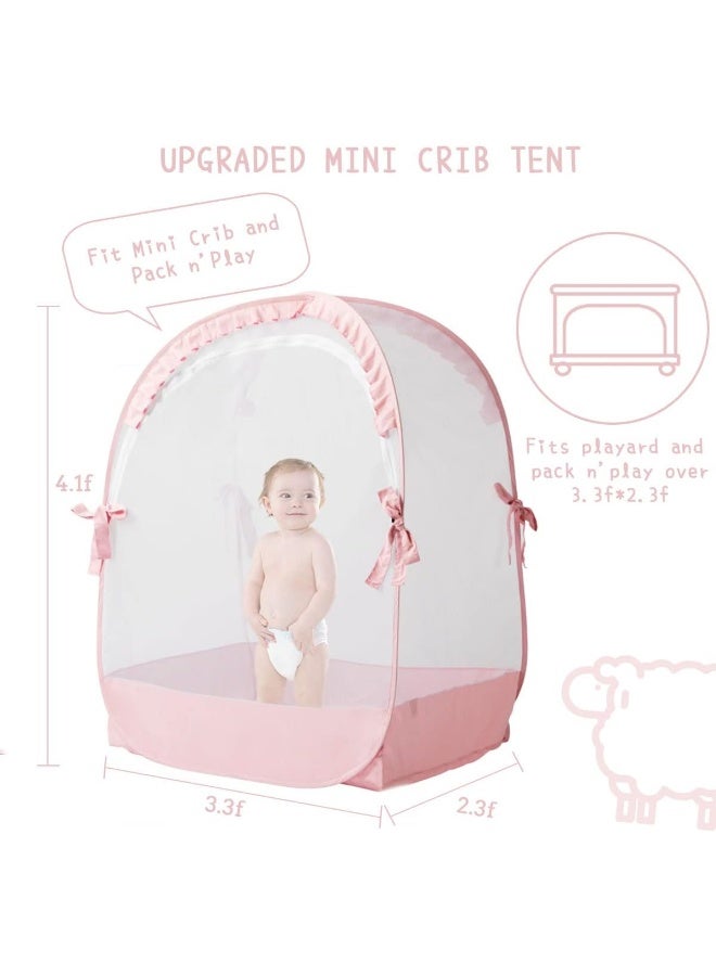 L RUNNZER Pack N Play Tent, Baby Mini Crib Tent to Keep Baby in, Crib Net for Pack and Play, Mini Cribs & Play Yard (39.6" L x 27.6" W x 49.2" H) - Image 4